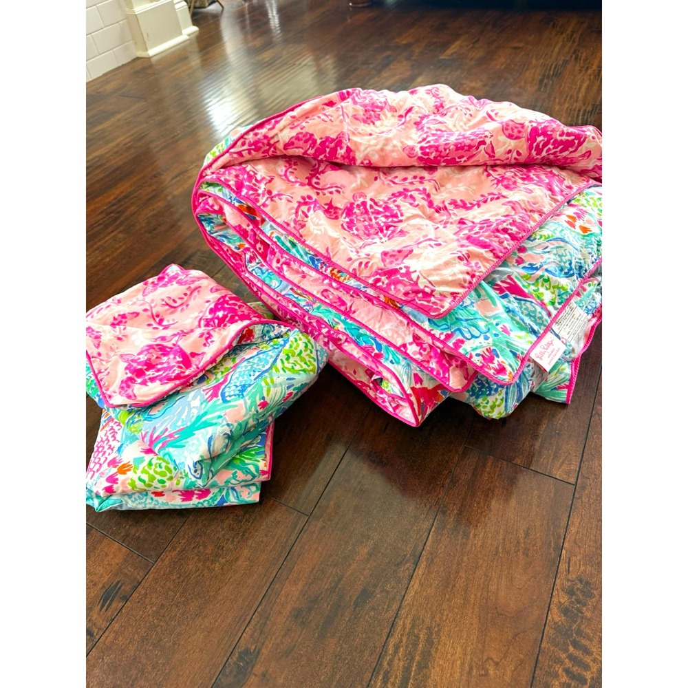 Lilly PulItzer Pottery Born Kids Discontinued Mermaid Cove Twin Comforter/2 Sham